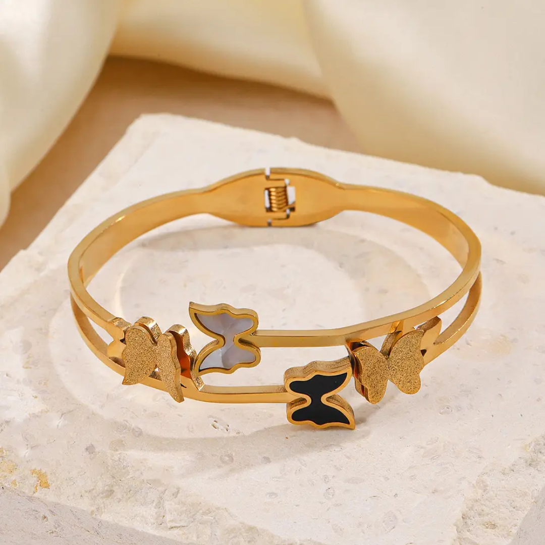Multicolor Butterfly Gold Plated Anti-Tarnish Bracelet (Size 2.6, 2.8 & Regular)
