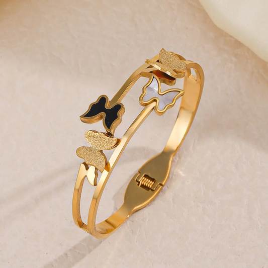 Multicolor Butterfly Gold Plated Anti-Tarnish Bracelet (Size 2.6, 2.8 & Regular)