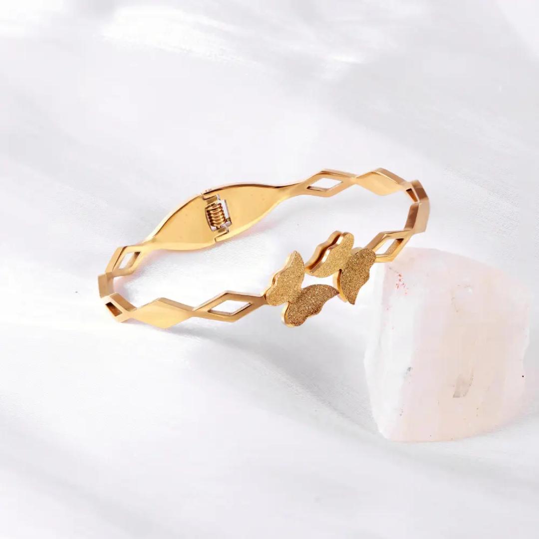 Geometric Butterfly Gold Plated Anti-Tarnish Bracelet (Size 2.6, 2.8 & Regular)