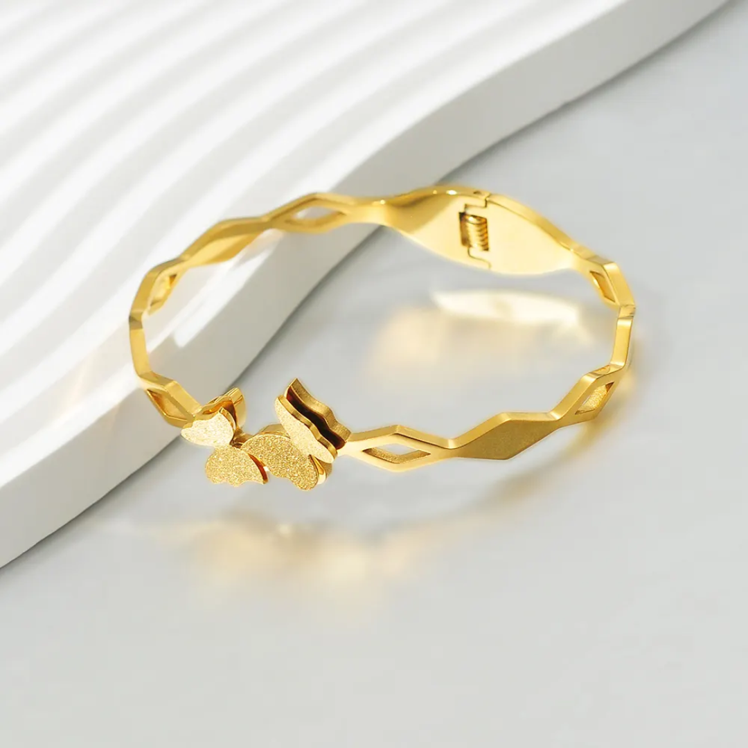 Geometric Butterfly Gold Plated Anti-Tarnish Bracelet (Size 2.6, 2.8 & Regular)