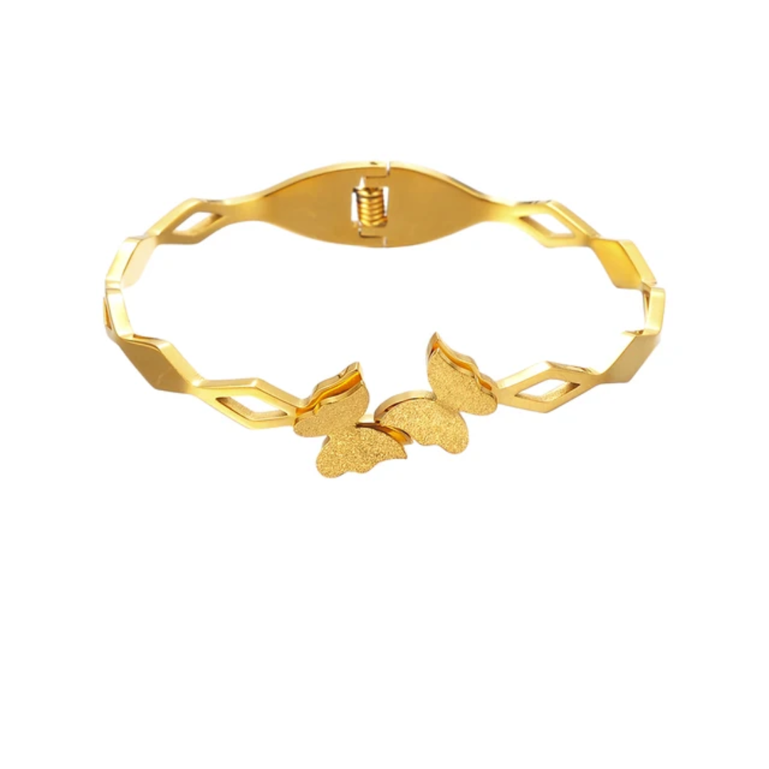 Geometric Butterfly Gold Plated Anti-Tarnish Bracelet (Size 2.6, 2.8 & Regular)