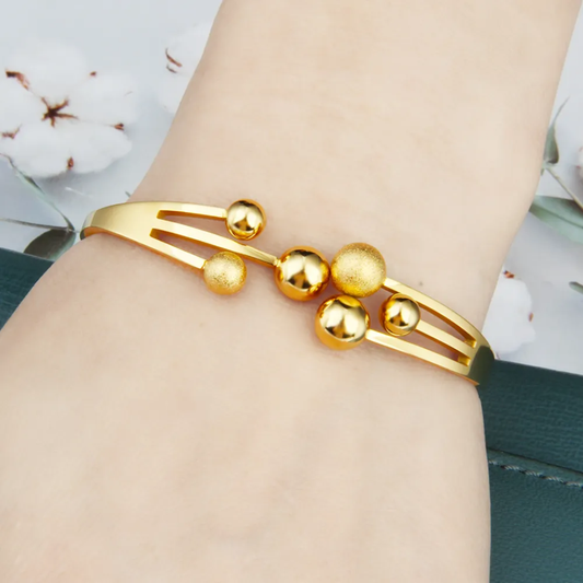 Golden Beads Design Gold Plated Anti-Tarnish Bracelet (Regular Size & 2.8)