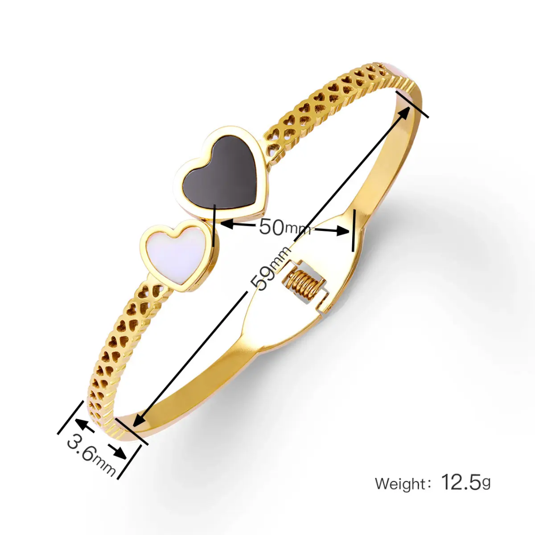Gold-Plated Dual Heart Kada Bracelet for Women | Stylish Anti-Tarnish Jewelry