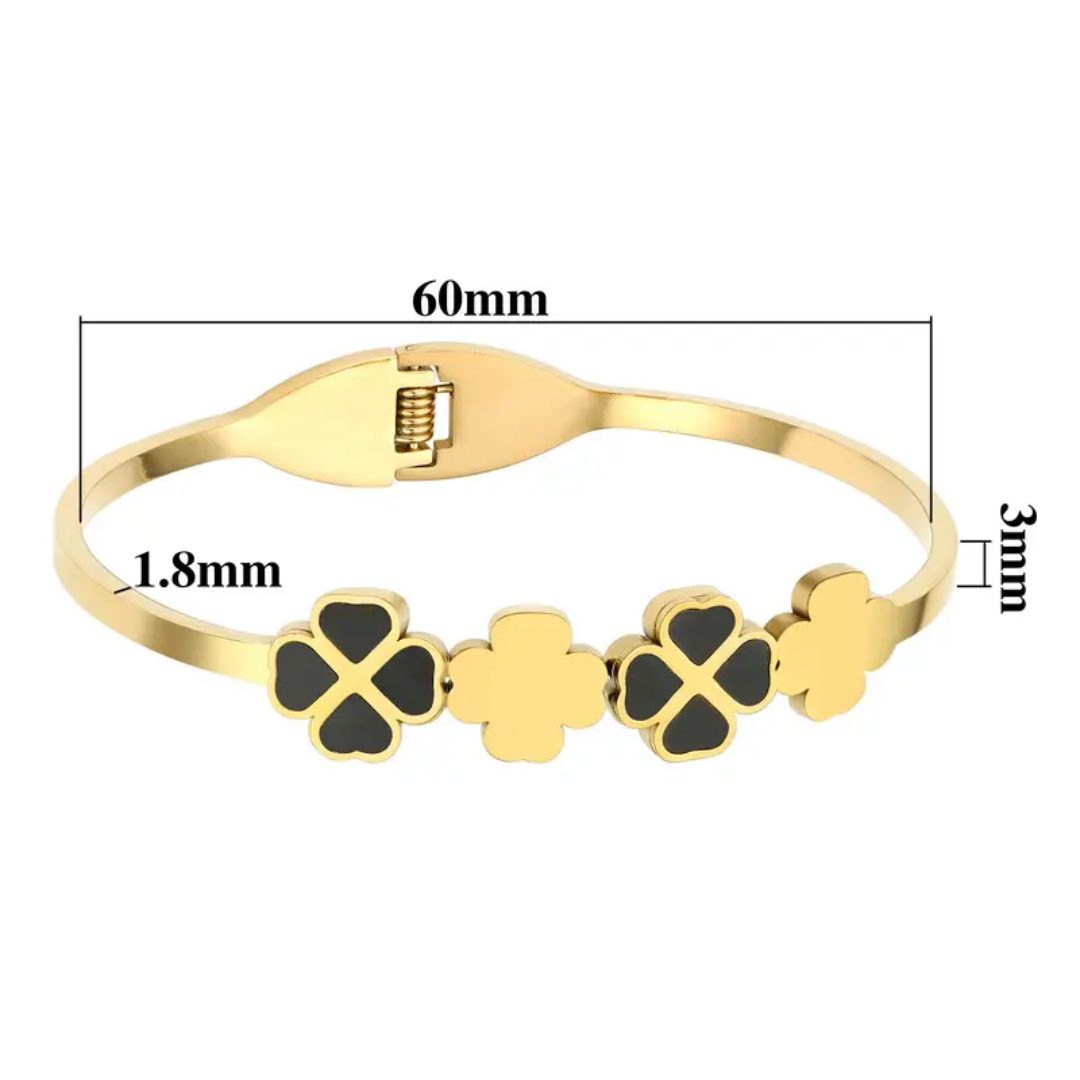 Four Clover Gold Plated Anti-Tarnish Bracelet (Regular Size & 2.8)
