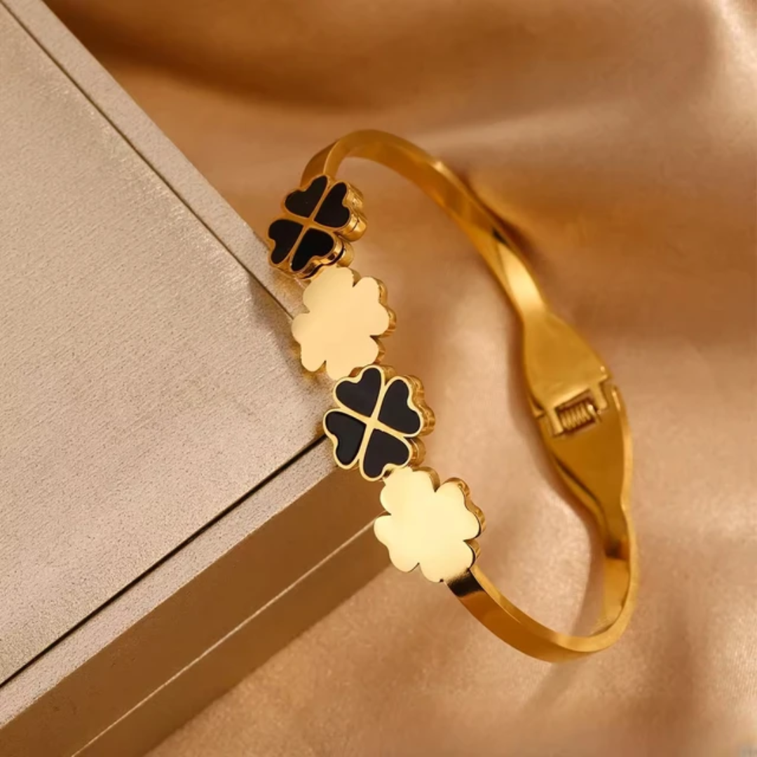 Four Clover Gold Plated Anti-Tarnish Bracelet (Regular Size & 2.8)