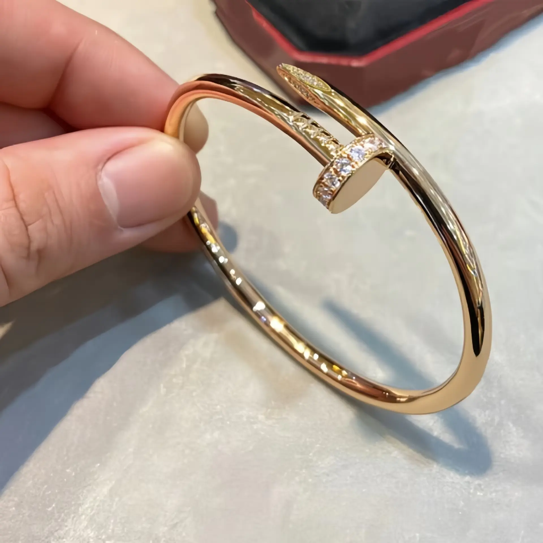 Gold Plated Anti-Tarnish Nail Kada with Stone Accents