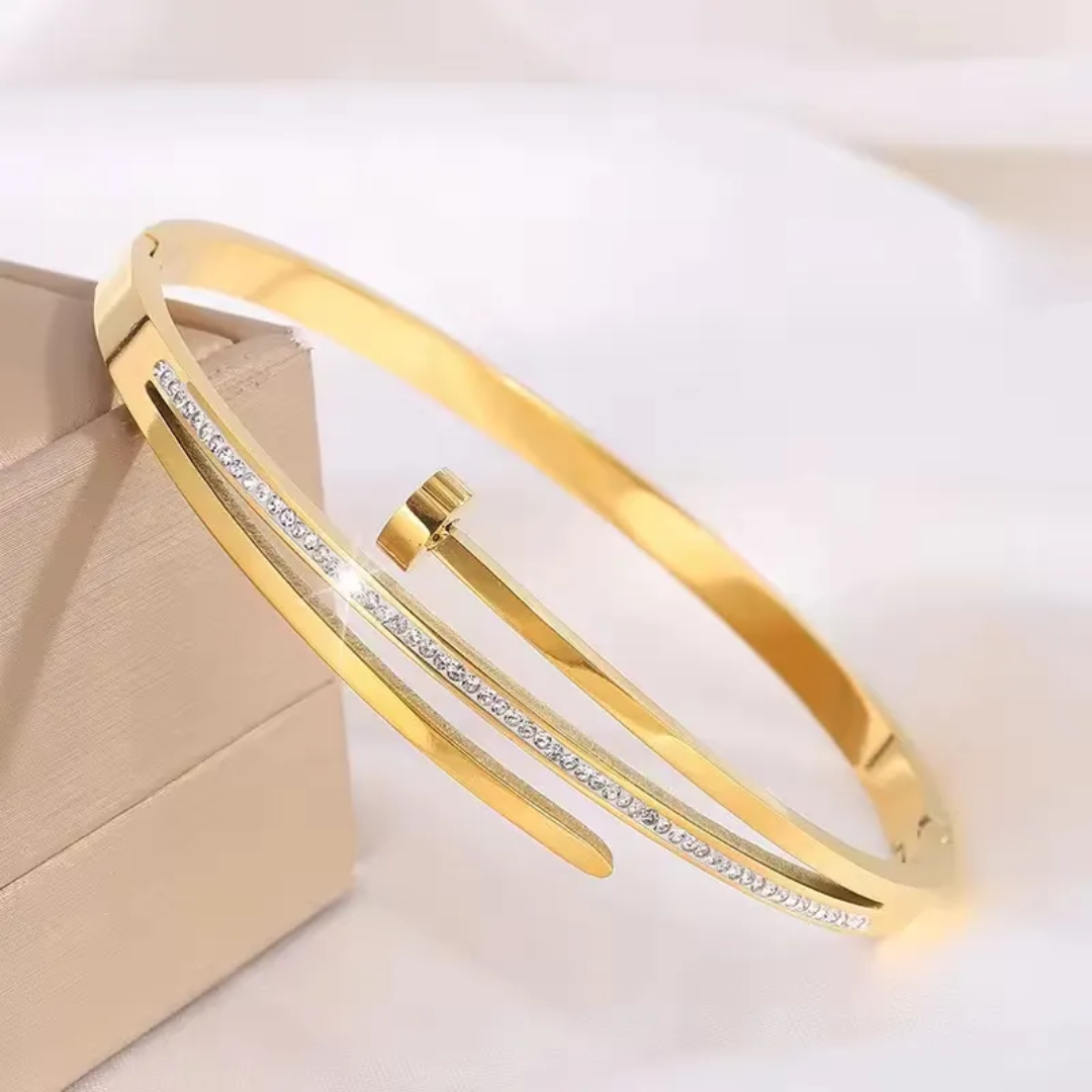 Gold Plated Anti-Tarnish Kada with Elegant Dual Line Design