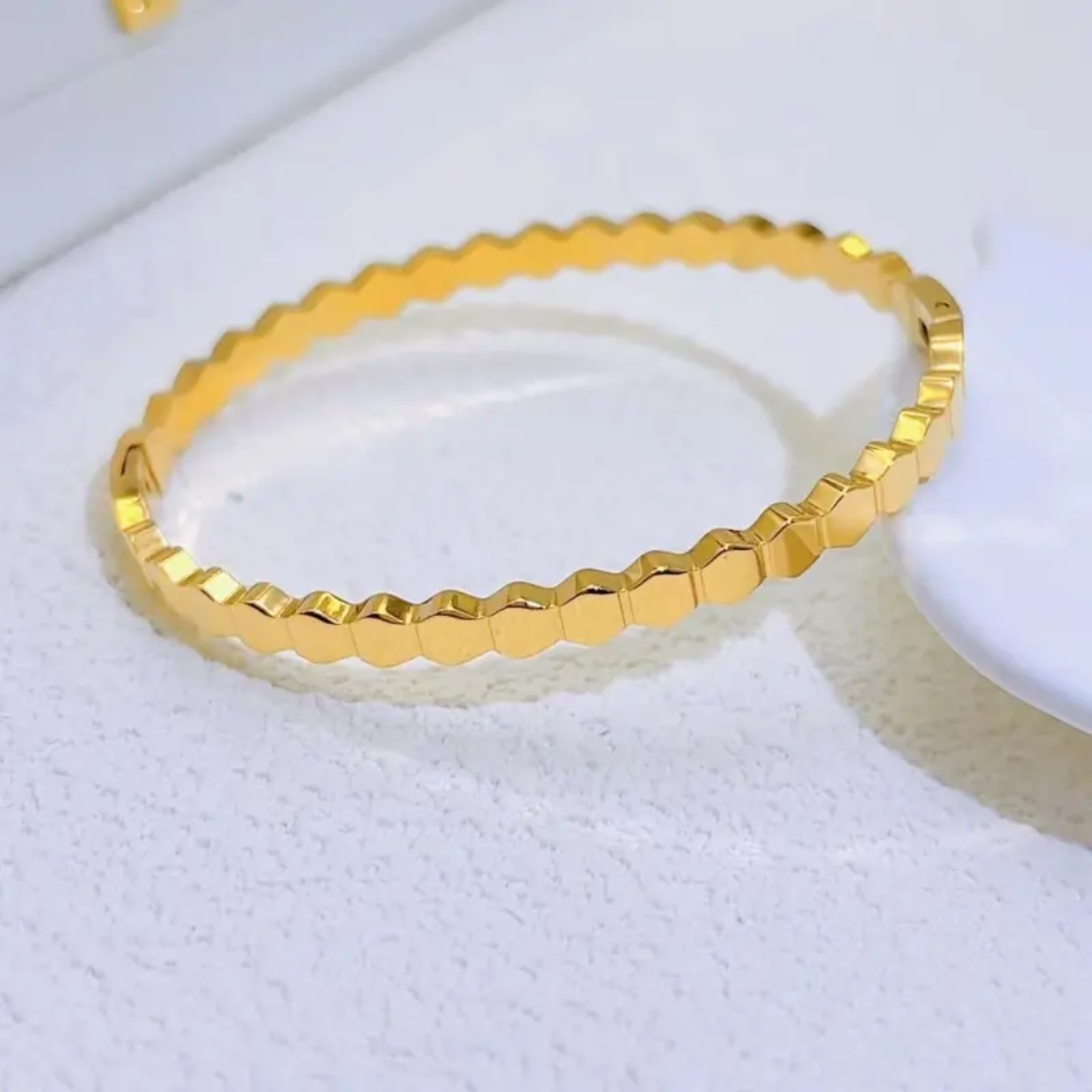 Gold Plated Anti-Tarnish Geometric Kada