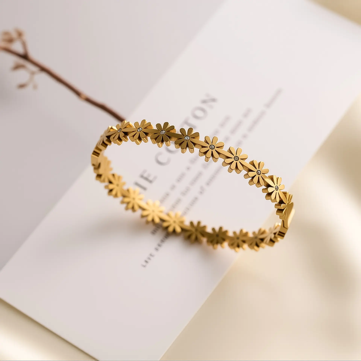 Gold Plated Anti-Tarnish Floral Kada