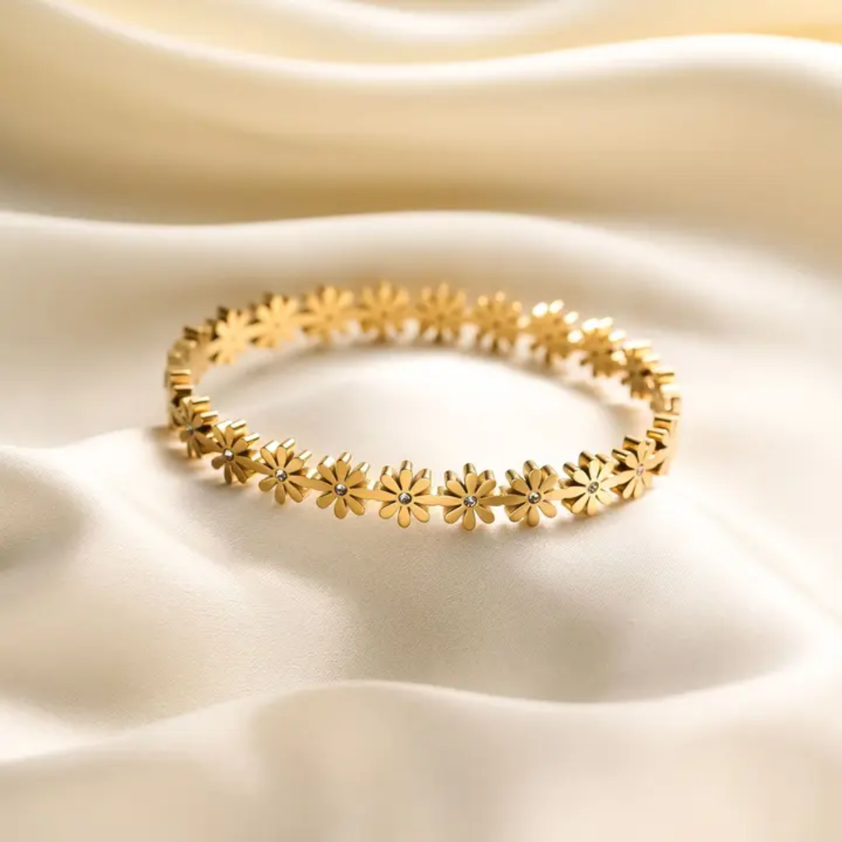 Gold Plated Anti-Tarnish Floral Kada