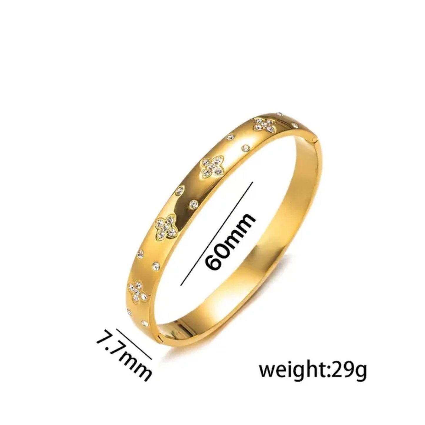 ✨ Anti-Tarnish Gold Plated Kada Bracelet with Crystal Floral Design