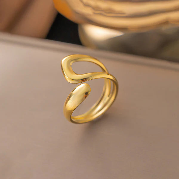 Gold Plated Abstract Adjustable Finger Ring