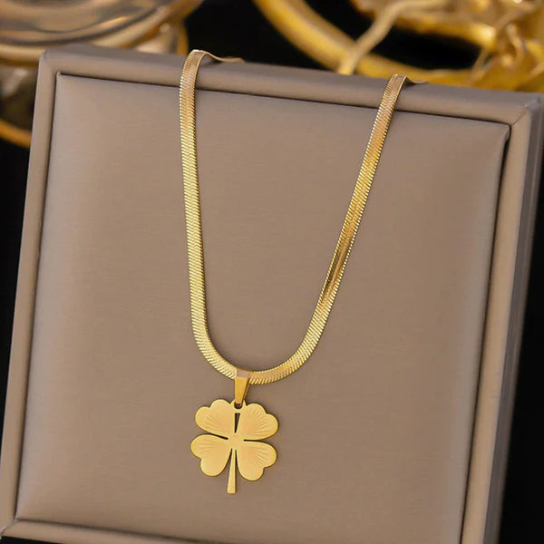 Gold Plated Anti-Tarnish Four-Leaf Clover Necklace