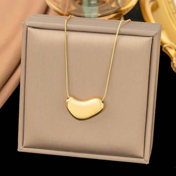 Gold Plated Bean Pendant Anti Tarnish Necklace