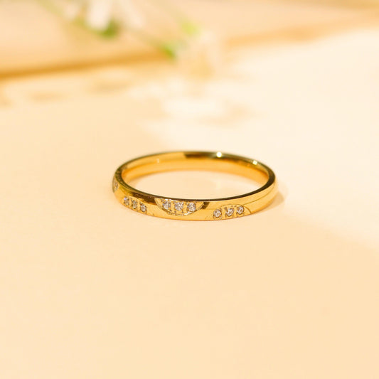 Elegant Gold Plated Finger Ring with Diamond Accent Detailing