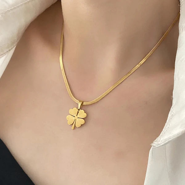 Gold Plated Anti-Tarnish Four-Leaf Clover Necklace