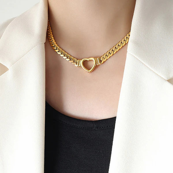 Gold Plated Anti-Tarnish Heart Pendant Necklace