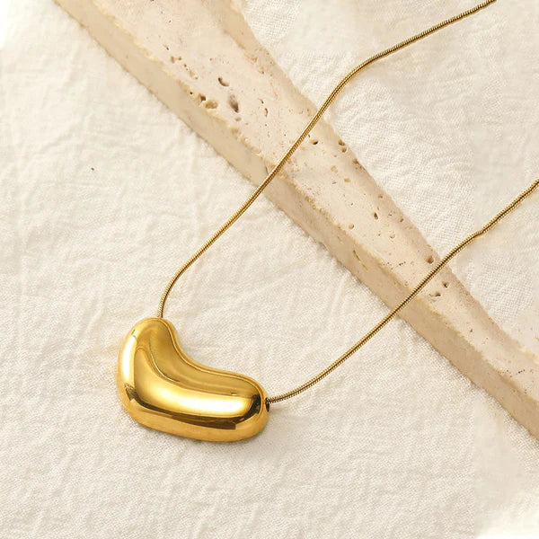 Gold Plated Bean Pendant Anti Tarnish Necklace