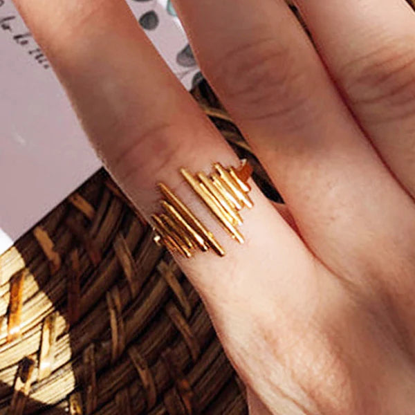 Gold Plated Modern Bar Adjustable Ring