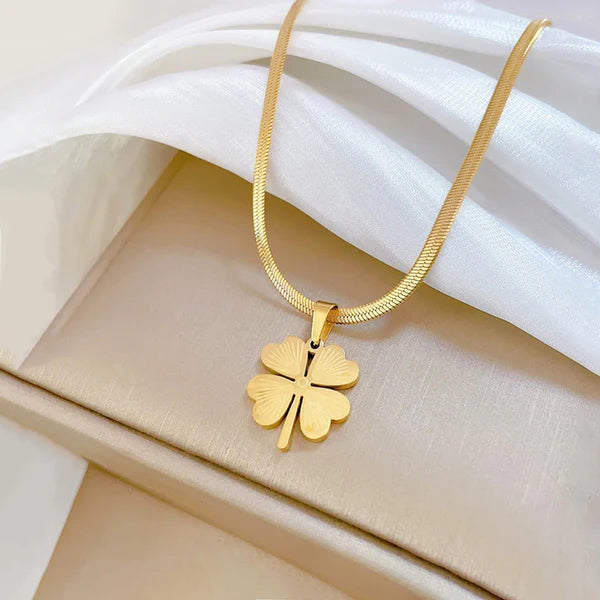 Gold Plated Anti-Tarnish Four-Leaf Clover Necklace
