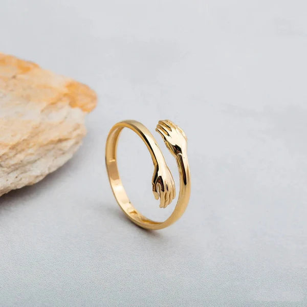 Gold Plated Anti-Tarnish Hug Finger Ring