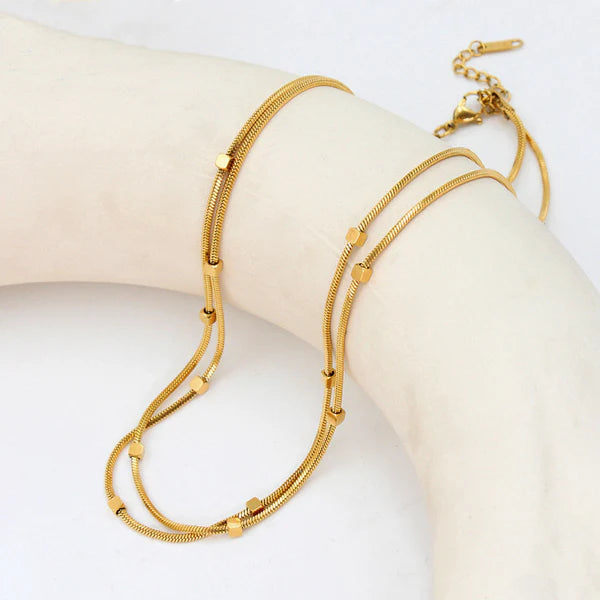 Gold Plated Anti-Tarnish Double Layer Necklace
