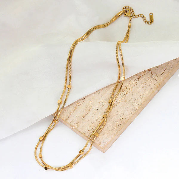 Gold Plated Anti-Tarnish Double Layer Necklace
