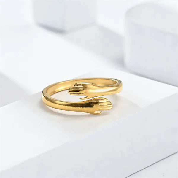 Gold Plated Anti-Tarnish Hug Finger Ring