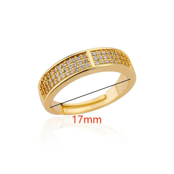 Gold Plated CZ Stone Band Adjustable Anti Tarnish Ring