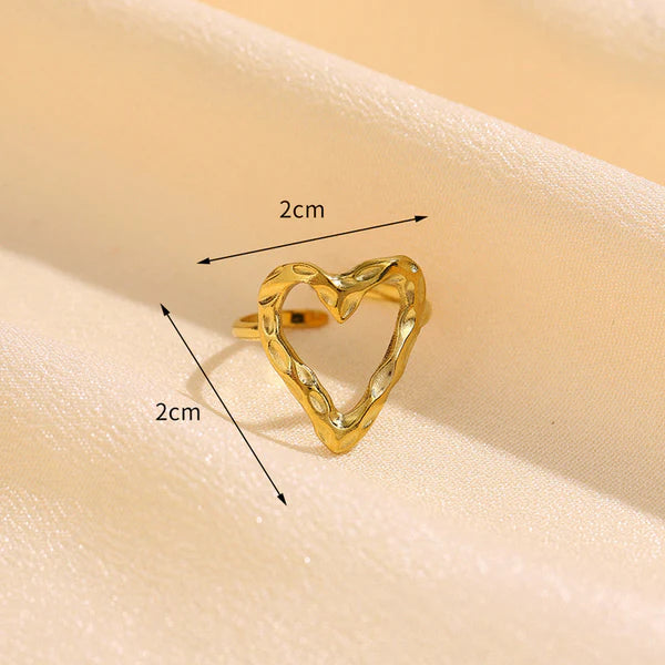 Gold Plated Anti Tarnish Hollow Heart Finger Ring
