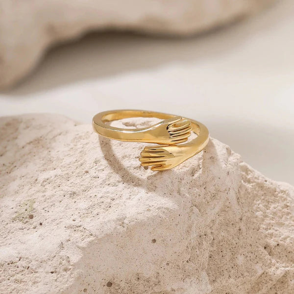 Gold Plated Anti-Tarnish Hug Finger Ring