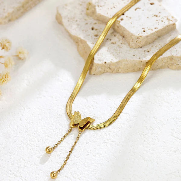 Gold Plated Anti-Tarnish Butterfly Pendant Necklace