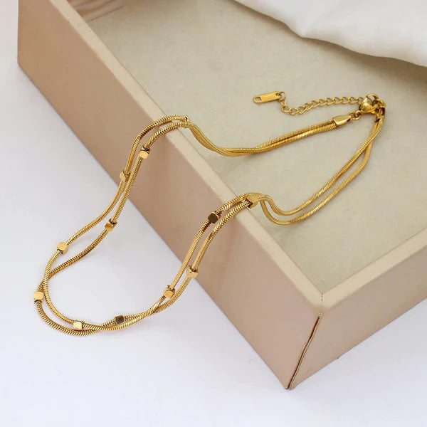 Gold Plated Anti-Tarnish Double Layer Necklace