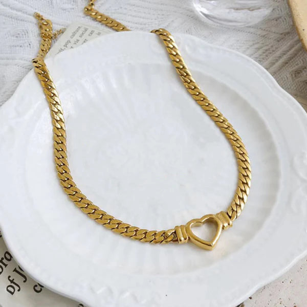Gold Plated Anti-Tarnish Heart Pendant Necklace