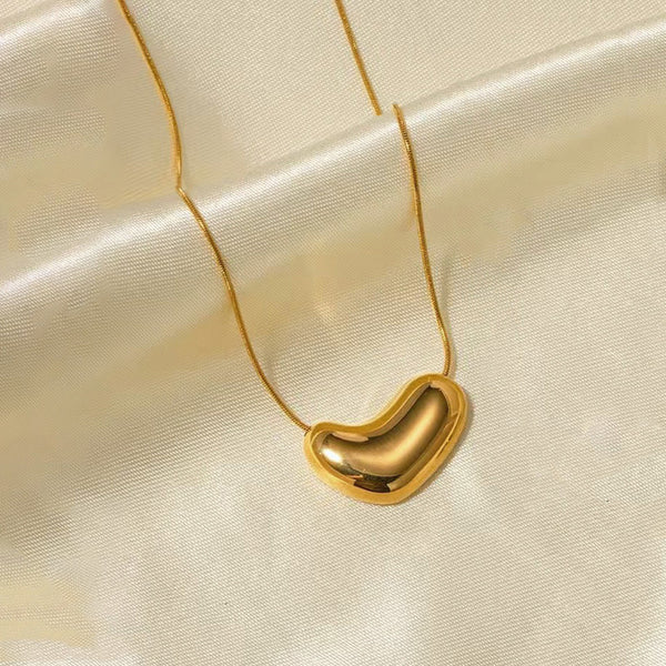 Gold Plated Bean Pendant Anti Tarnish Necklace