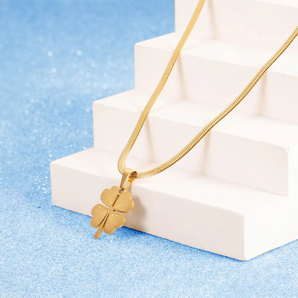 Gold Plated Anti-Tarnish Four-Leaf Clover Necklace