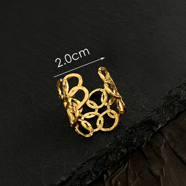 Gold Plated Anti Tarnish Linked Circle Finger Ring