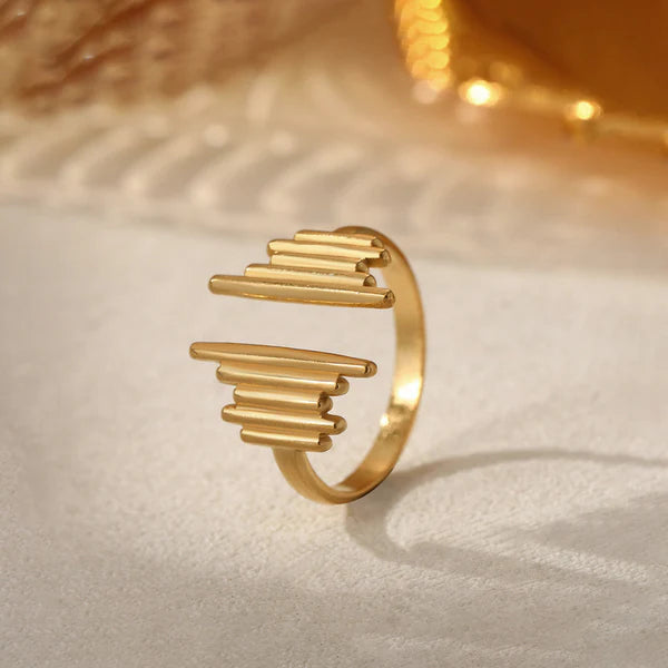 Gold Plated Modern Bar Adjustable Ring