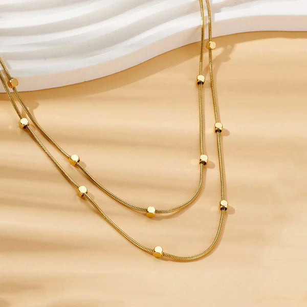 Gold Plated Anti-Tarnish Double Layer Necklace
