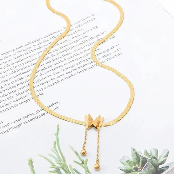 Gold Plated Anti-Tarnish Butterfly Pendant Necklace