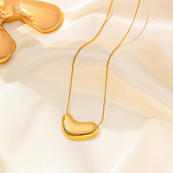 Gold Plated Bean Pendant Anti Tarnish Necklace