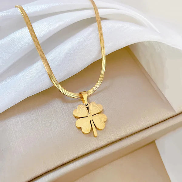 Gold Plated Anti-Tarnish Four-Leaf Clover Necklace