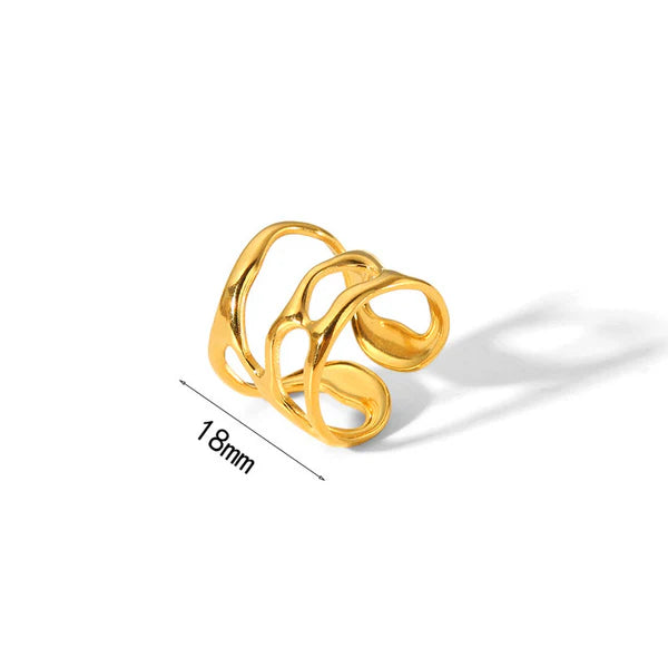 Gold Plated Anti Tarnish Hollow Adjustable Finger Ring
