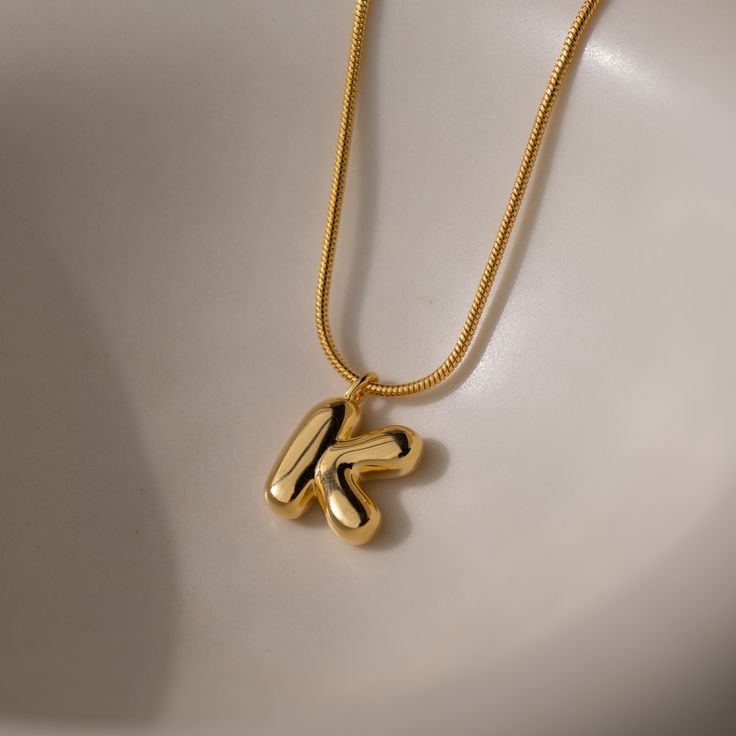 Gold-Plated Initial "K" Pendant Necklace