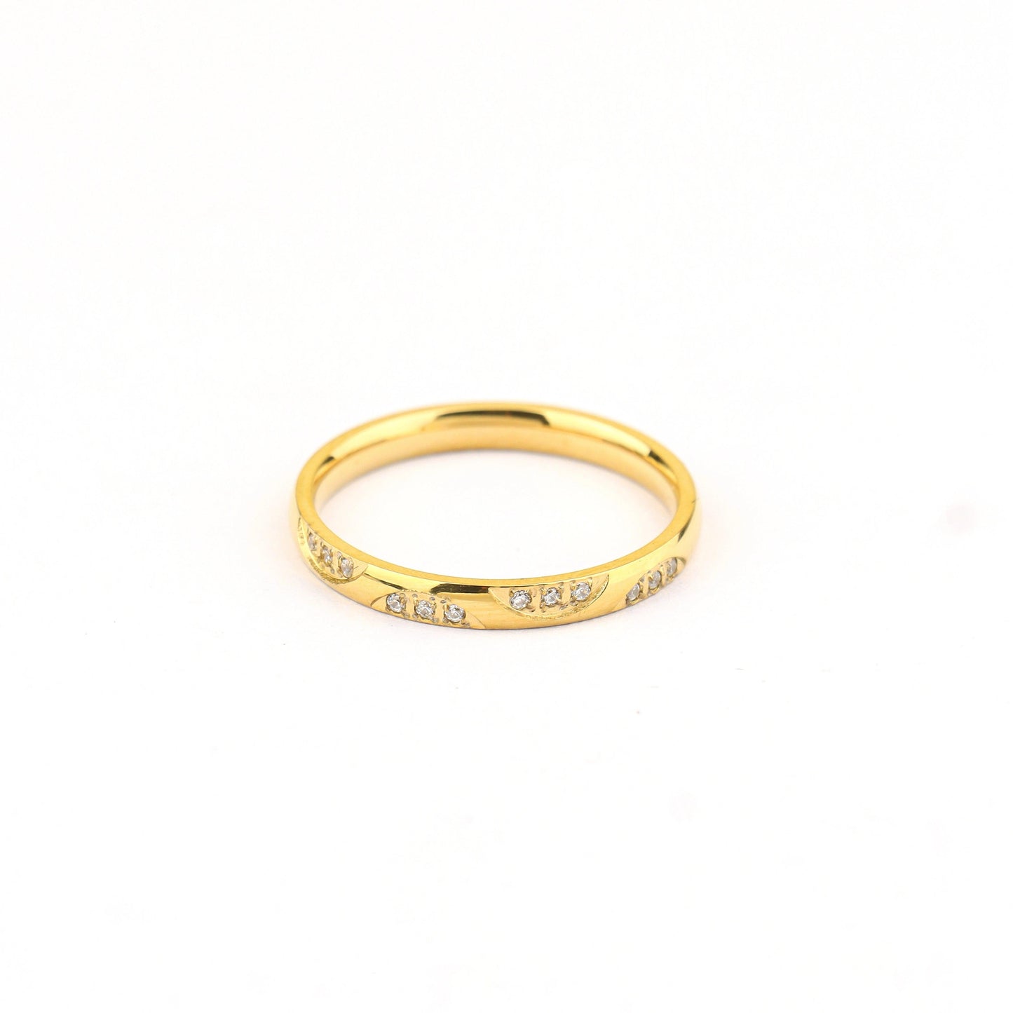 Elegant Gold Plated Finger Ring with Diamond Accent Detailing