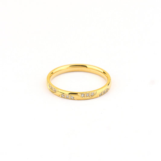 Elegant Gold Plated Finger Ring with Diamond Accent Detailing