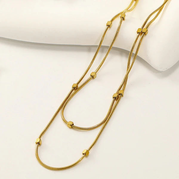 Gold Plated Anti-Tarnish Double Layer Necklace