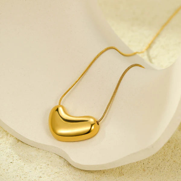 Gold Plated Bean Pendant Anti Tarnish Necklace