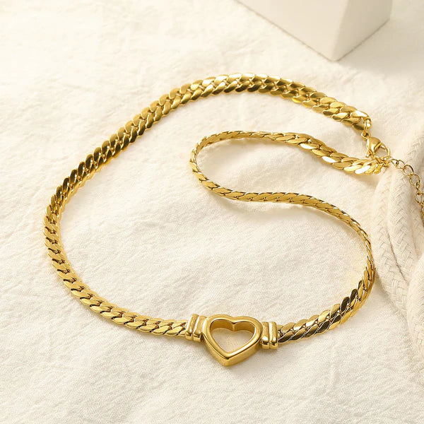 Gold Plated Anti-Tarnish Heart Pendant Necklace