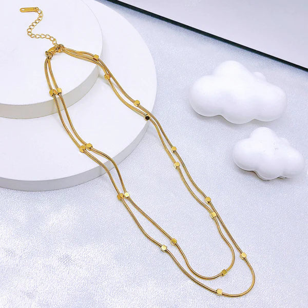 Gold Plated Anti-Tarnish Double Layer Necklace